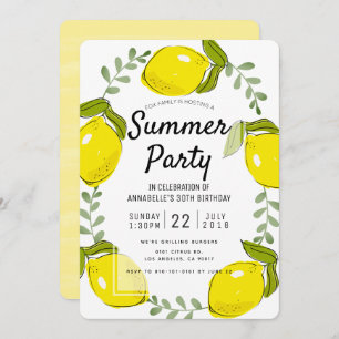 Niedlich Lemon Citrus White Summer Party Einladung