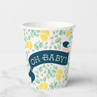 Niedlich Lemon Yellow Botanical Baby Dusche Pappbecher