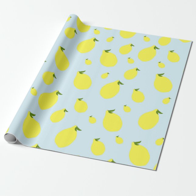Niedlich Lemons Citrus Fruit Pattern Baby Dusche Geschenkpapier (Ungerollt)