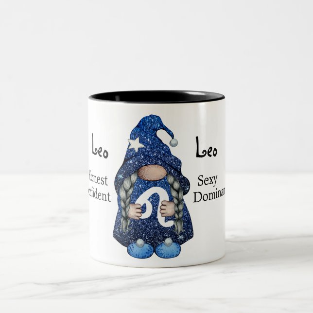 Niedlich Leo Gnome Zodiac Sign Zweifarbige Tasse (Mittel)
