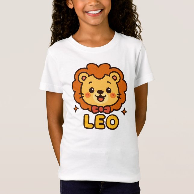 Niedlich Leo Zodiac Lion - Cartoon Astrologie Desi T-Shirt (Vorderseite)