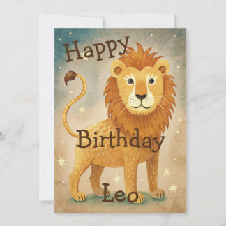 Niedlich Leo Zodiac Sign Geburtstag Feiertagskarte