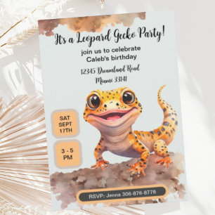 Niedlich Leopard Gecko Geburtstagsparty Einladung