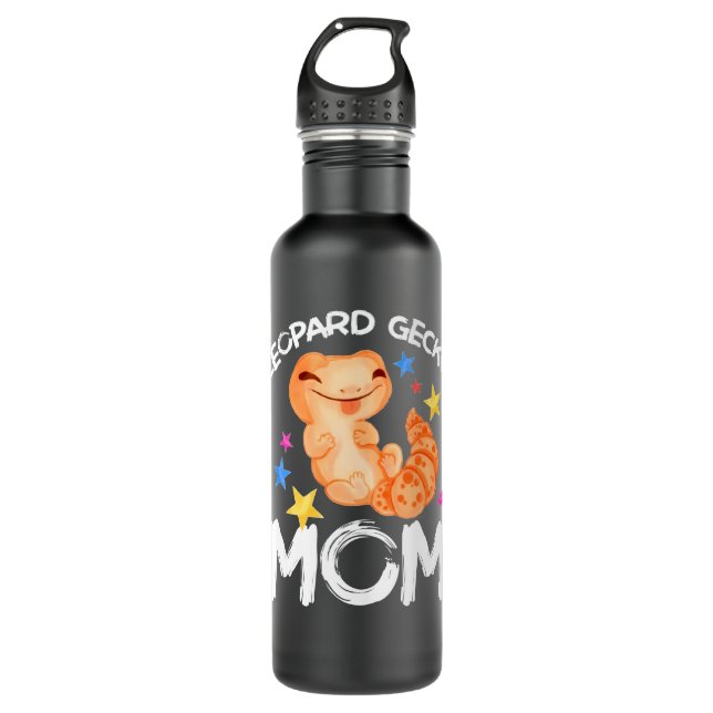 Niedlich Leopard Gecko Mama Reptile Gecko Tierleop Edelstahlflasche (Vorderseite)