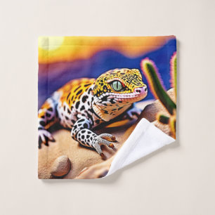 Niedlich Leopard Gecko Sunset Wüstendesign Badhandtuch Set