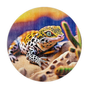 Niedlich Leopard Gecko Sunset Wüstendesign Schneidebrett