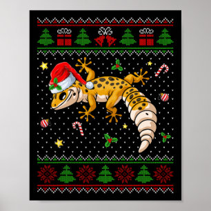 Niedlich Leopard Gecko Weihnachtsmannmütze Ugly Ch Poster