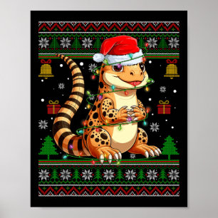 Niedlich Leopard Gecko Weihnachtsmannmütze Ugly Ch Poster