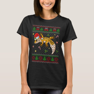 Niedlich Leopard Gecko Weihnachtsmannmütze Ugly Ch T-Shirt