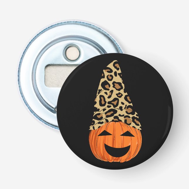 Niedlich Leopard Hat Pumpkin Flaschenöffner (Vorderseite)