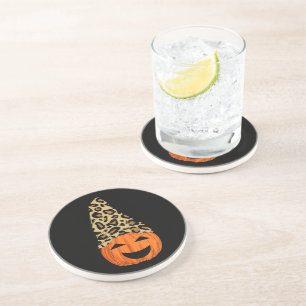 Niedlich Leopard Hat Pumpkin Getränkeuntersetzer