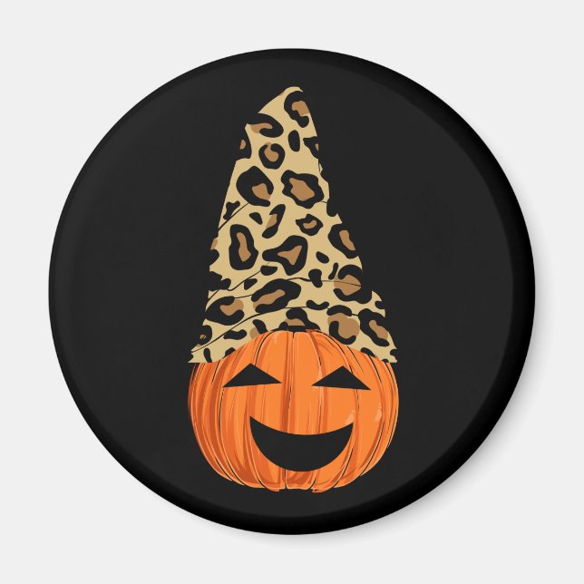 Niedlich Leopard Hat Pumpkin Magnet (Vorne)