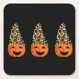 Niedlich Leopard Hat Pumpkins Rechteckiger Pappuntersetzer