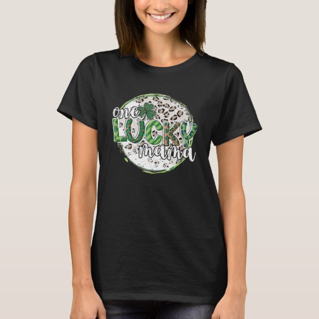 Niedlich Leopard Kariert St Patrick's Day One Luck T-Shirt (Vorderseite)