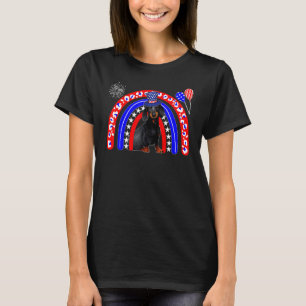 Niedlich Leopard Rainbow American Flag Dackel Hund T-Shirt