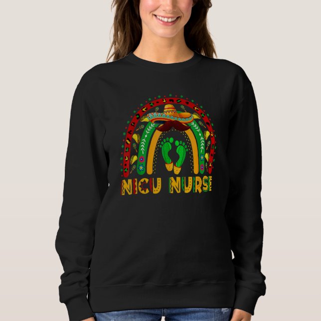 Niedlich Leopard Rainbow Cactus Nicu Nurse Cinco D Sweatshirt (Vorderseite)