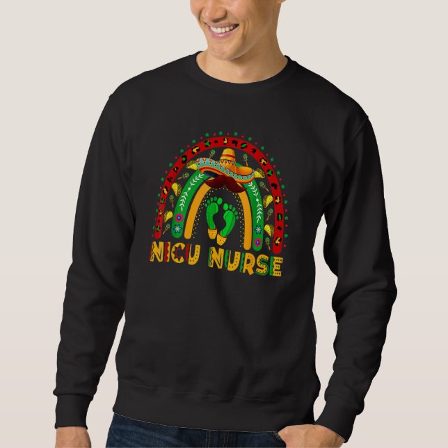 Niedlich Leopard Rainbow Cactus Nicu Nurse Cinco D Sweatshirt (Vorderseite)