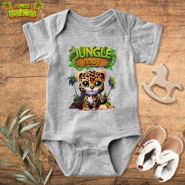 Niedlich Leopard Tropical Jungle Safari Kitty Cat  Baby Strampler (Jungle Baby Leopard Cub T-bodysuit, Cute Kitten Woodland Wildlife Kitty Cat nature-inspired shirt 🐆)