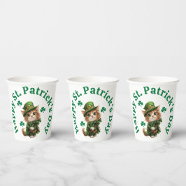 Niedlich Leprechaun Cat Happy St. Patrick's Day Pappbecher