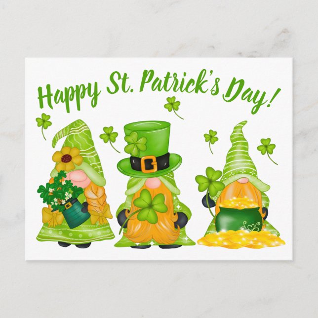 Niedlich Leprechaun Gnome Happy St. Patrick's Day Postkarte (Vorderseite)