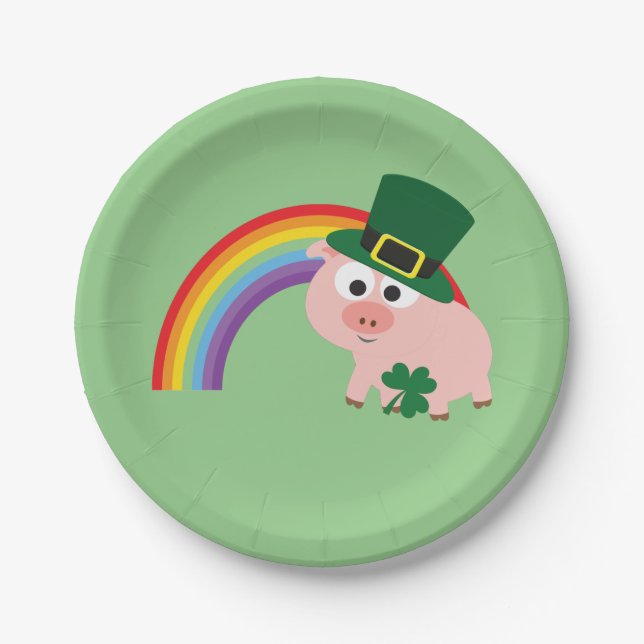 Niedlich Leprechaun Pig Pappteller (Vorderseite)