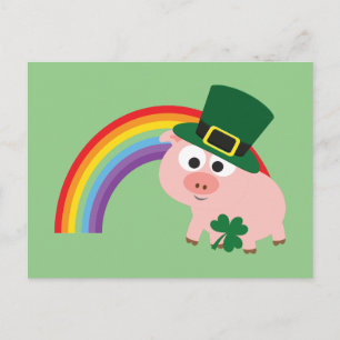 Niedlich Leprechaun Pig Postkarte