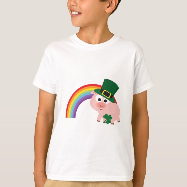 Niedlich Leprechaun Pig T-Shirt (Vorderseite)