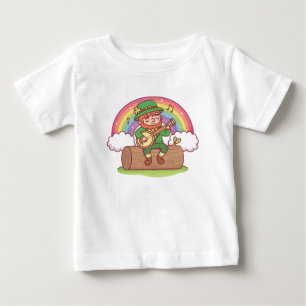 Niedlich Leprechaun Playing Banjo Baby T - Shirt