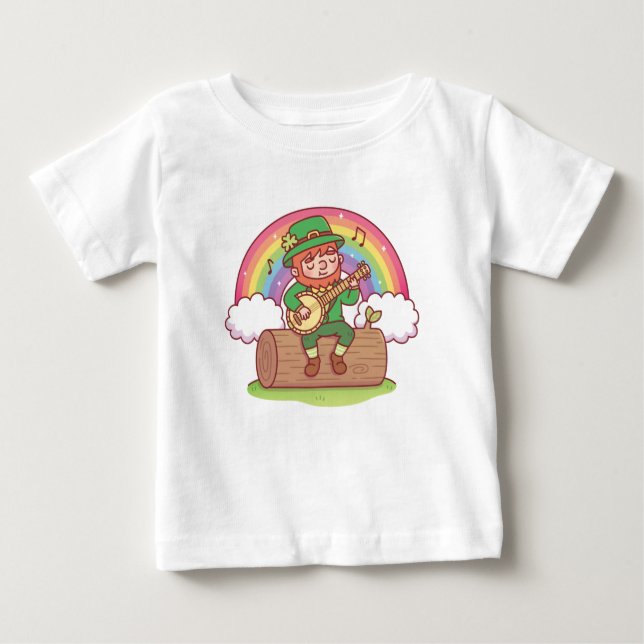 Niedlich Leprechaun Playing Banjo Baby T - Shirt (Vorderseite)
