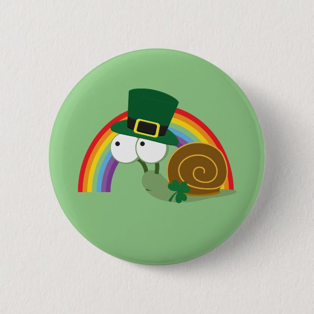 Niedlich Leprechaun Snail Button (Vorderseite)