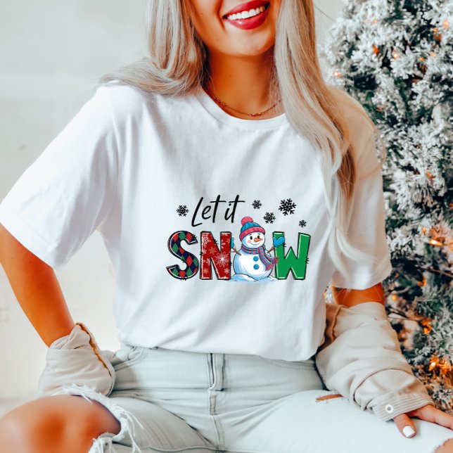 Niedlich Let It Snow Snowman Weihnachten T-Shirt (Von Creator hochgeladen)