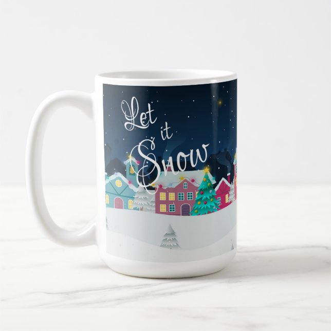 Niedlich Let it Snow Town Landschaft Weihnachten Kaffeetasse (Links)