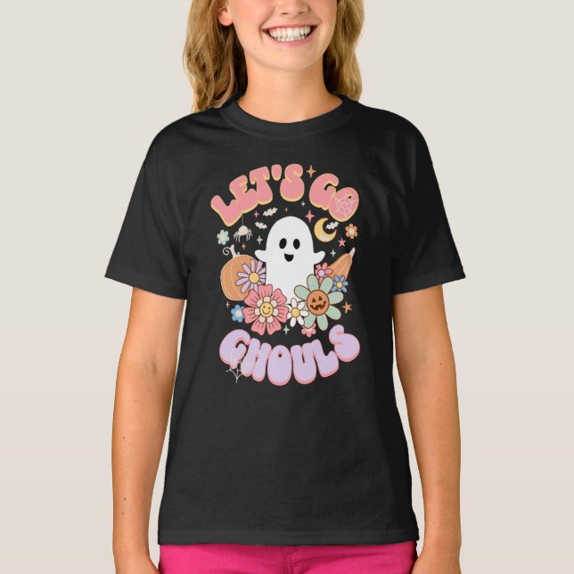 Niedlich Let's Go Ghouls Retro Halloween T-Shirt (Vorderseite)