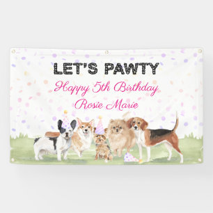 Niedlich Let's Pawty Pink Custom Hund Geburtstagsp Banner