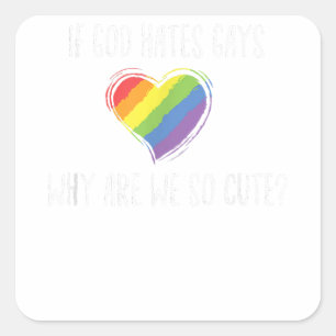 Niedlich LGBT Rainbow Heart Lesbian Gay Pride Mona Quadratischer Aufkleber