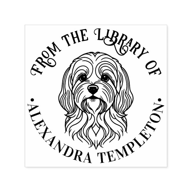 Niedlich Lhasa Apso Dog Bibliotheksname Permastempel (Design)
