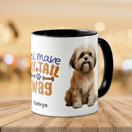 Niedlich Lhasa Apso Sie meinen Schwanz Wag Tasse