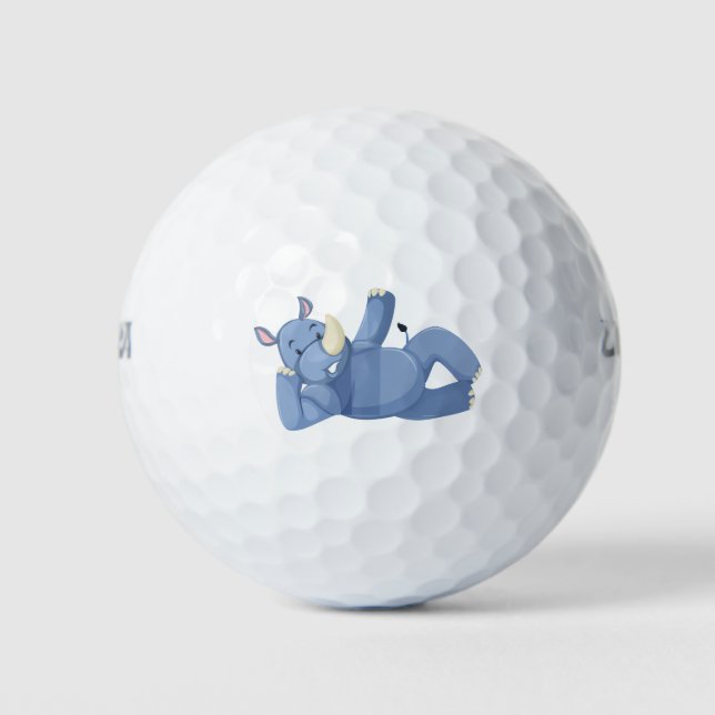 Niedlich liegend Rhino Golfball (Vorderseite)