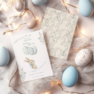 Niedlich Light Blue Bunny Baby Dusche Einladung