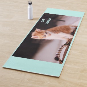 Niedlich Light Blue "Cat Mommy" Orange Kitten Yogamatte