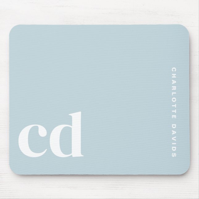 Niedlich Light Blue Monogram Initial Mousepad (Vorne)