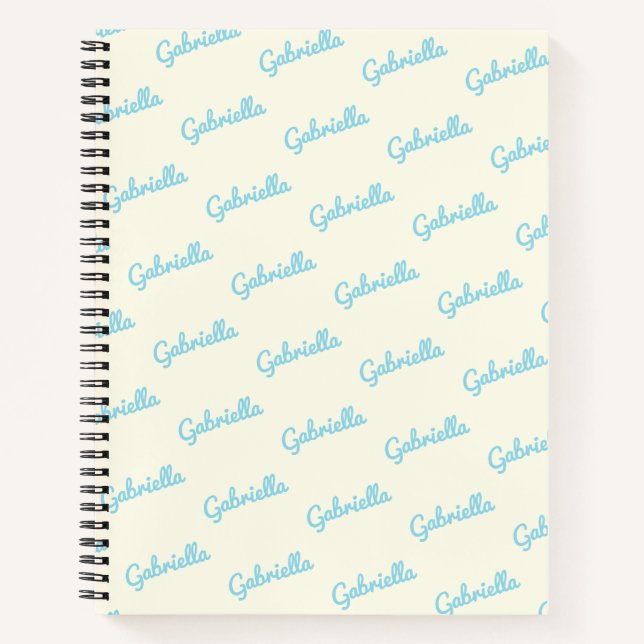 Niedlich Light Blue Personalisiert Script Name Ske Notizbuch (Vorderseite)