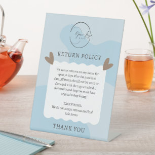 Niedlich Light Blue Product Return Policy Plaste Sockelschild