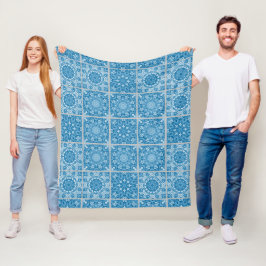 Niedlich Light Blue Vintag Inspiriert Quiltmuster Fleecedecke