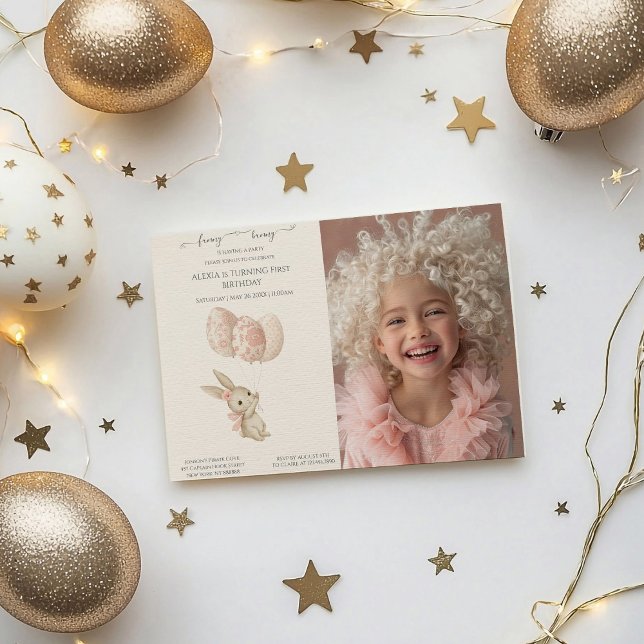 Niedlich Light Pink Baby Bunny Osterfest Einladung (Von Creator hochgeladen)