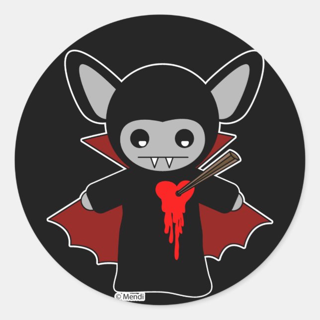 Niedlich Lil Vampire Bat Runder Aufkleber (Vorderseite)