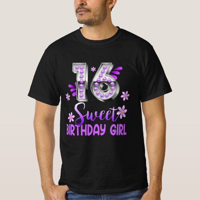 Niedlich Lila Black Sweet 16 Style I 16 th Birthda T-Shirt (Vorderseite)