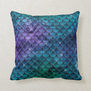 Niedlich Lila Blue Aquamarin Mermaid Scales Kissen