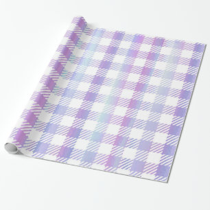 Niedlich Lila Blue Iridescent Gingham Pattern Geschenkpapier