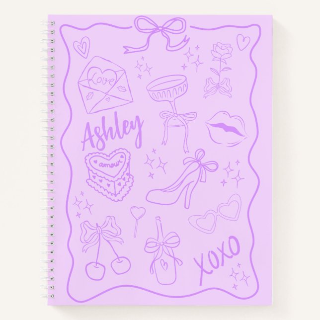 Niedlich Lila Girly Trendy Notizbuch (Vorderseite)